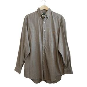 Lauren Ralph‎ Lauren Men Button Down Shirt Size Medium Houndstooth Crest Black